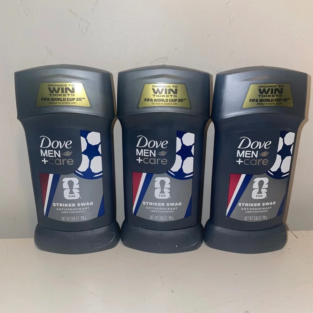 3 Pack Dove Men+Care Striker Swag Antiperspirant Deodorant 2.6 oz FIFA World Cup